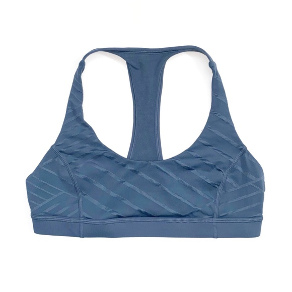 Lululemon blue hot like angi stripe round scoop neck racerback sports bra - Picture 1 of 4